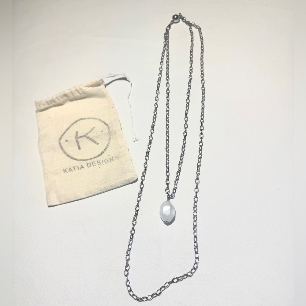 Katia Designs Crystal Quartz Layering Necklace Silver Adjustable Magnetic Clasp